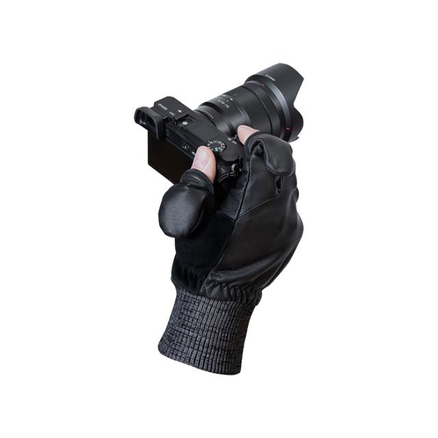 VALLERRET LEATHER PHOTOGRAPHY GLOVE BLACK XS