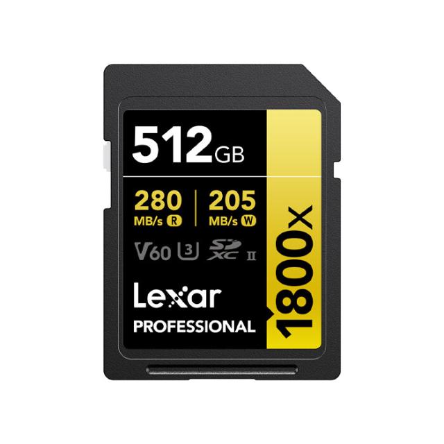 LEXAR SD 512GB PRO 1800X U3 V60 UHS-II R280/W205