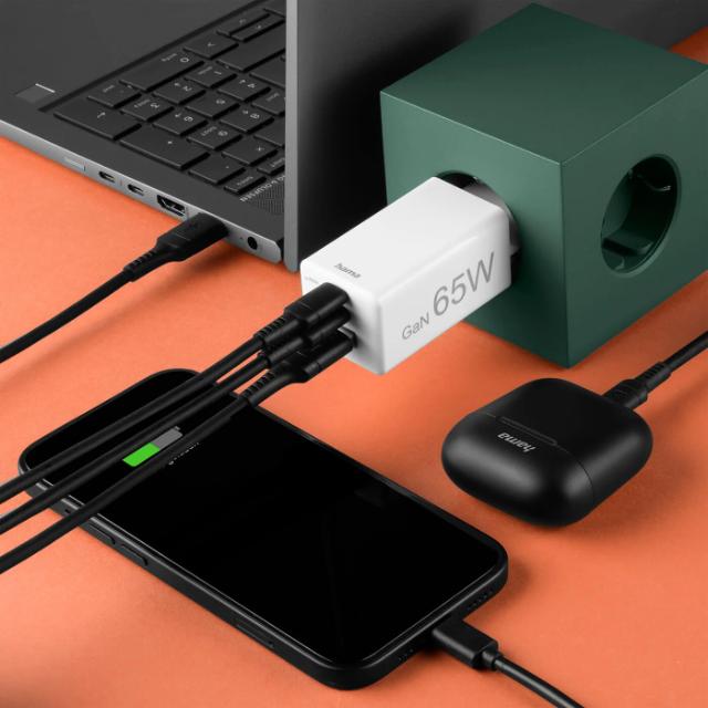 HAMA CHARGER 2X USB-C 1X USB-A 65W GaN